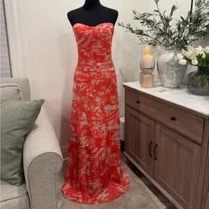 NWT BCBGMAXAZRIA Erika Strapless Dress in Coral Reef Size 8